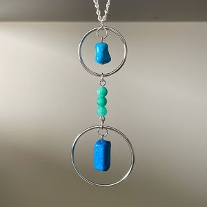 Hanging Hoop gemstone necklace
